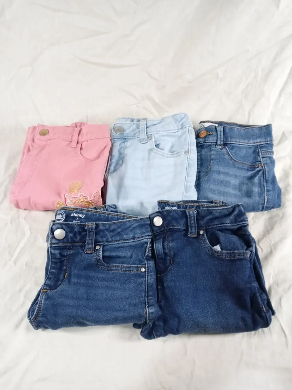 5 Lot Assorted Girls Blue Jean Pants Kids Clothes Bundle in Great Cond
